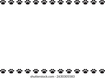 Frame with cat paw print. Cute, flat, simple. Black color. Vector Illustration.