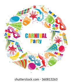Frame Celebration background with carnival stickers and objects - vector
