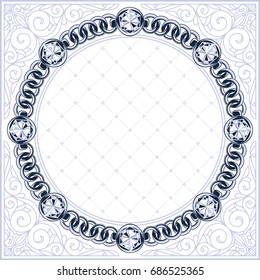 Frame with chain links and diamonds