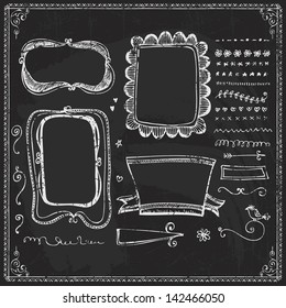 frame chalk chalkboard handdrawn line vintage drawn hand doodle design vector group of blackboard fancy doodles frame chalk chalkboard handdrawn line vintage drawn hand doodle design straight classica