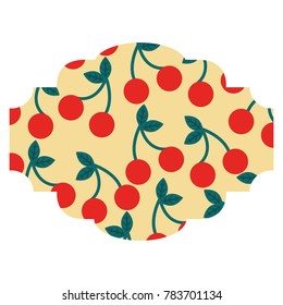 frame with cherries pattern background