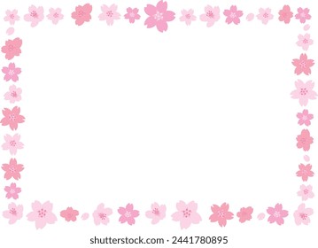 Frame of cherry blossom which bloomed in full bloom in the spring. Vector illustration background.