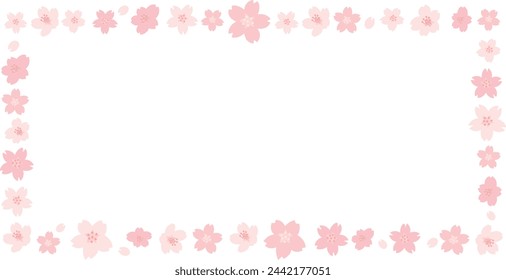 Frame of cherry blossom which bloomed in full bloom in the spring. Vector illustration background.