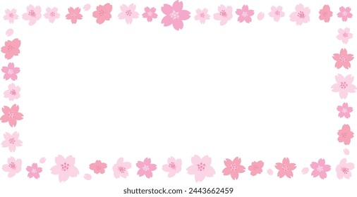 Marco de flor de cerezo que floreció en plena floración en la primavera. Fondo de ilustración vectorial.