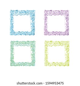 frame for children's drawings, poems, photographs, for kindergarten. for presentations and text. Zigzags and scribbles of red, blue, yellow, green, pink. vector, eps 10. 