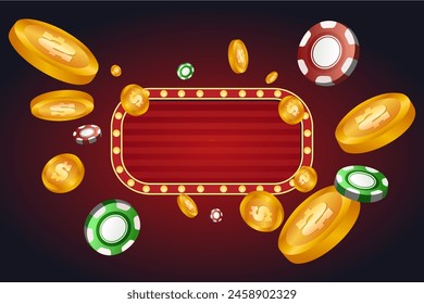 frame with chip and coin casino vector free