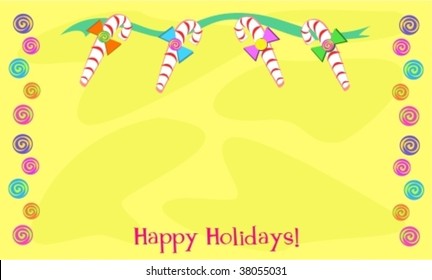 Frame of Christmas Candy Canes and Spirals Vector