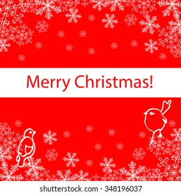Frame for a Christmas card. Christmas background. Vector snowflakes and birds for your design.