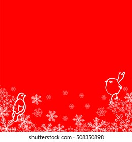 Frame for a Christmas card. Christmas background. Vector snowflakes and birds for your design.