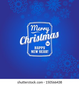 frame christmas card with calligraphic and typographic elements frame happy classic vacation traditional snow holiday background scene edge ball new ceremony christmas celebration business blue ornate