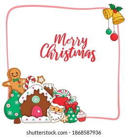 Frame christmas decorations cartoon vector.