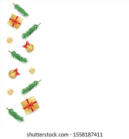 Frame of Christmas elements isolated on white