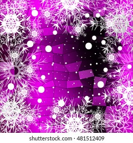 Frame of Christmas snowflakes on a purple background with a geometrical pattern. vector illustration. graphic arts and design. a series of images for the new year and Christmas Frame of Christmas snowflakes on a purple background with a geometrical pattern. vector illustration. graphic arts and design. a series of images for the new year and Christmas