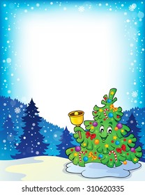 Marco con tema 3 del árbol de Navidad - ilustración vectorial eps10.