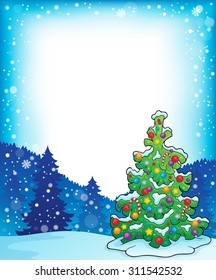 Marco con tema 4 del árbol de Navidad - ilustración vectorial eps10.