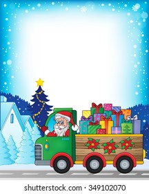 Frame with Christmas truck theme 1 - eps10 vector illustration.