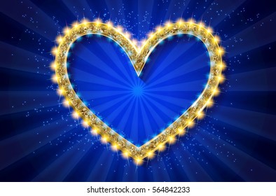 Frame cinema heart. Blue version. Vector illlustration