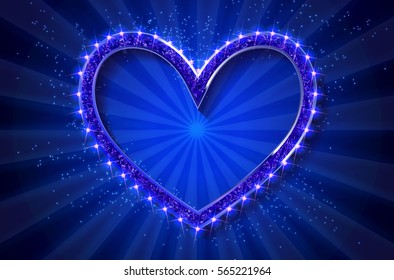 Frame cinema heart. Blue version. Vector illlustration