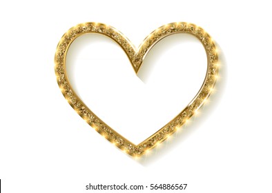Frame cinema heart. Gold version. Isolated on white background. Vector illlustration