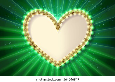 Frame cinema heart. Green version. Vector illlustration