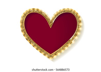 Frame cinema heart. Red version. Isolated on white background. Vector illlustration