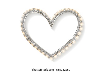 Frame cinema heart. Silver version. Isolated on white background. Vector illlustration
