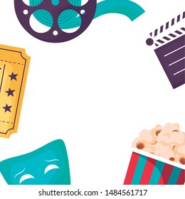 frame of cinema objects isolated icon