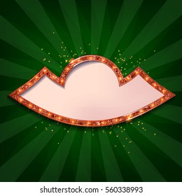 Frame cinema. Retro light sign. Vintage style banner. Vector illustration