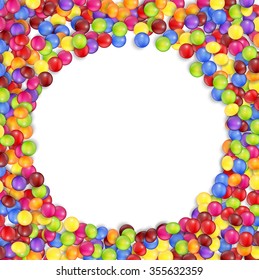 Frame of circle colored candies.vector