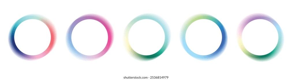 Frame circle gradient background text logo element colorful noise blur watercolor texture vector design collection isolated