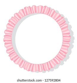 frame circle from pink flounce, isolated on white background vector