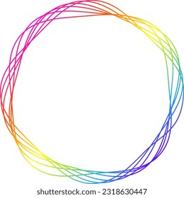 Frame with circle of rainbow wave