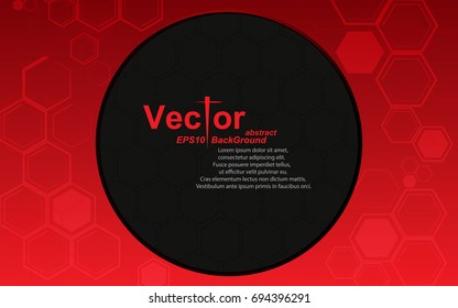 frame circle red black abstract hexagon background