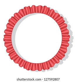 frame circle from red flounce, isolated on white background vector