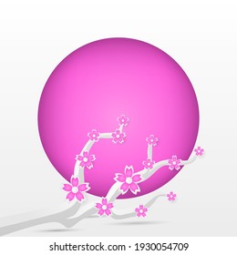 Frame circle template flower sakura vector design
