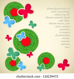 Frame with circles and butterflies