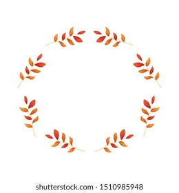 frame circular of autumn branches with leafs