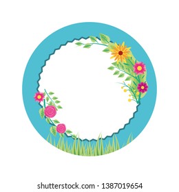 frame circular with beautiful flowers