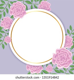 frame circular with flowers decoration