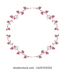 frame circular of leafs in shape heart isolated icon vector illustration design