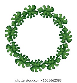 frame circular of leafs tropical isolated icon vector illustration design