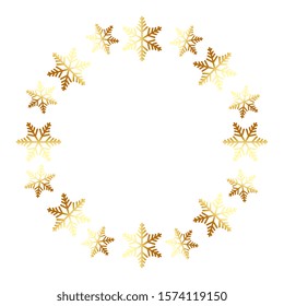 frame circular of snowflakes golden vector illustration design