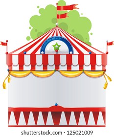 Frame with circus tent with space for text. Decoration vector illustration.