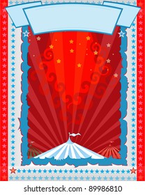 Frame with circus tent with space for text red background