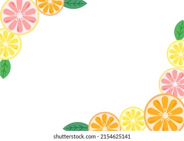 Frame with citrus fruits (orange; lemon; pink grapefruit)