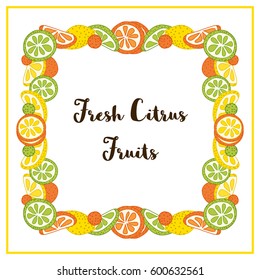 Frame with citrus fruits slices. Vector illustration
