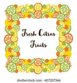 Frame with citrus fruits slices. Vector illustration