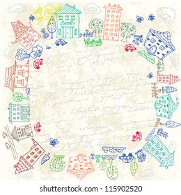 frame of city doodle grunge