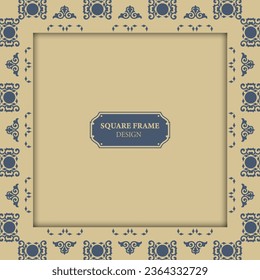 Frame with classic ornament. Template for your design. Square frame with can be used for backgrounds, motifs, textile, wallpapers, fabrics, gift wrapping, templates. Vector