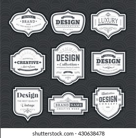 Frame classic template. Vintage contour blank frames and labels. Vintage elements design for cafe, restaurant, boutique, hotel, shop, jewelry. Vector retro elements